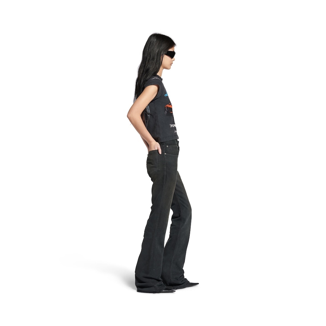 Women's Slim Fit Bootcut Pants in Black/green/red - 3