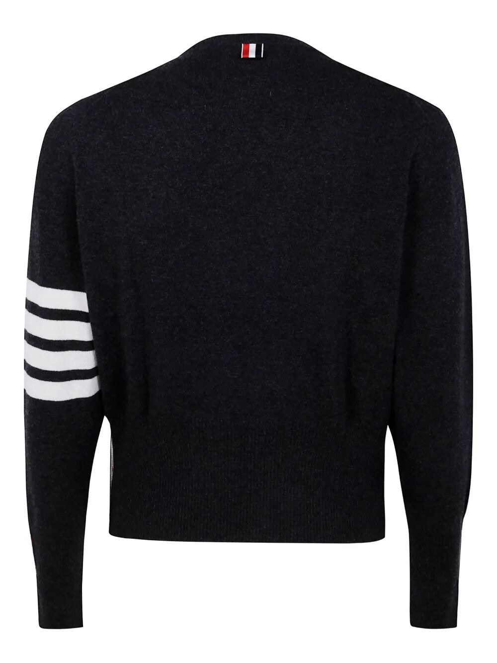 Thom Browne Men Classic Crewneck Short Pullover With White 4 Bar Stripe In Cashmere - 5