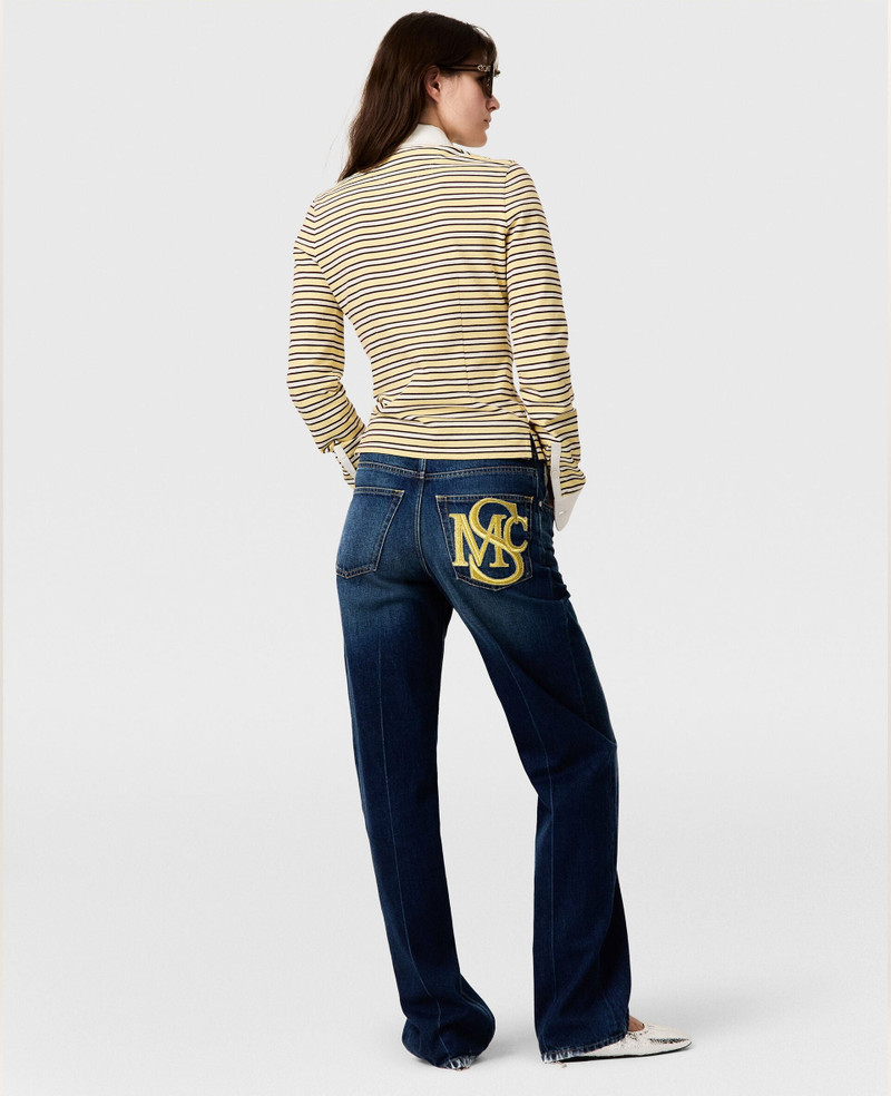 Crest-Embroidered Straight Jeans 5