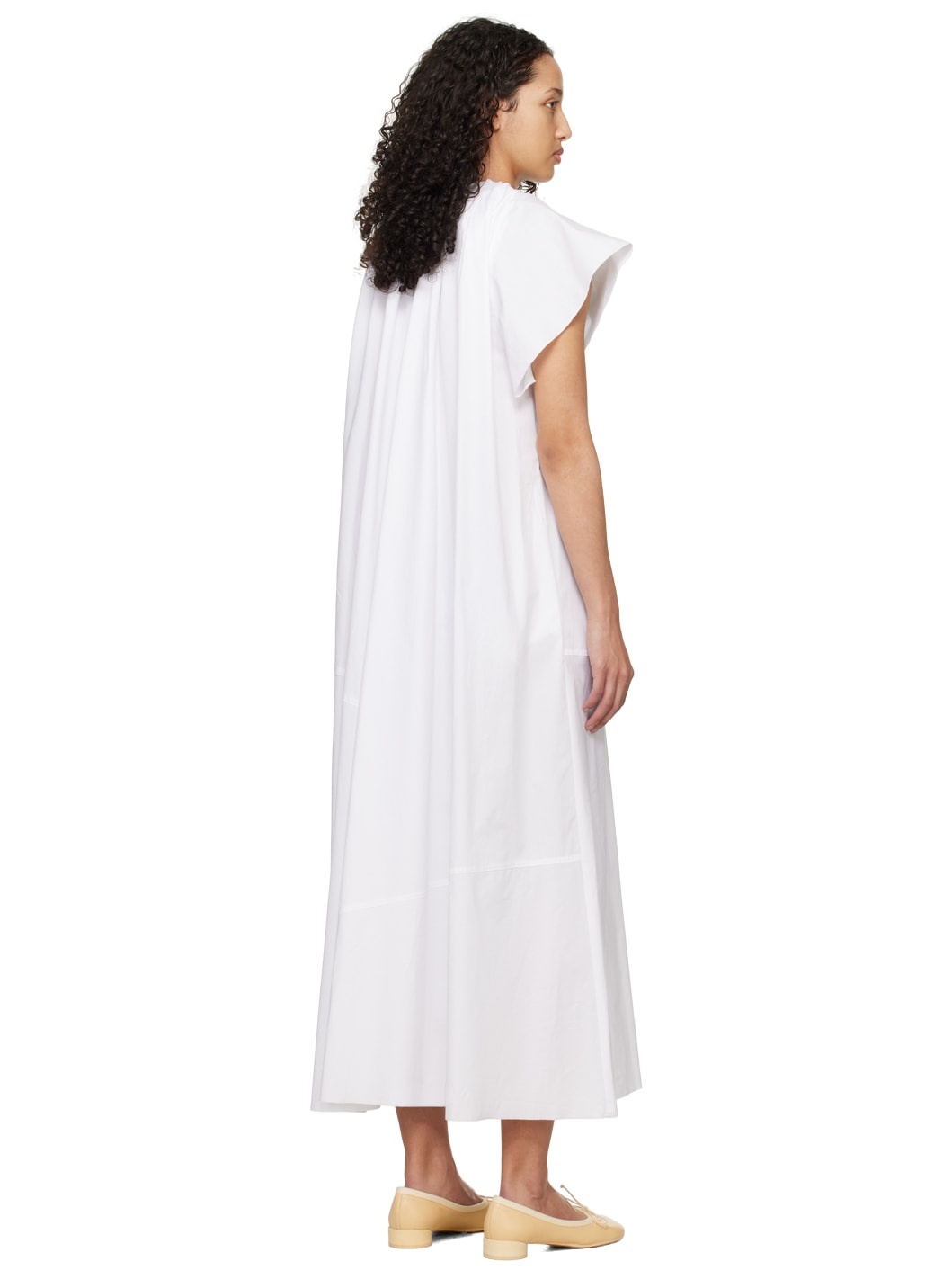 White Gathered Maxi Dress - 3