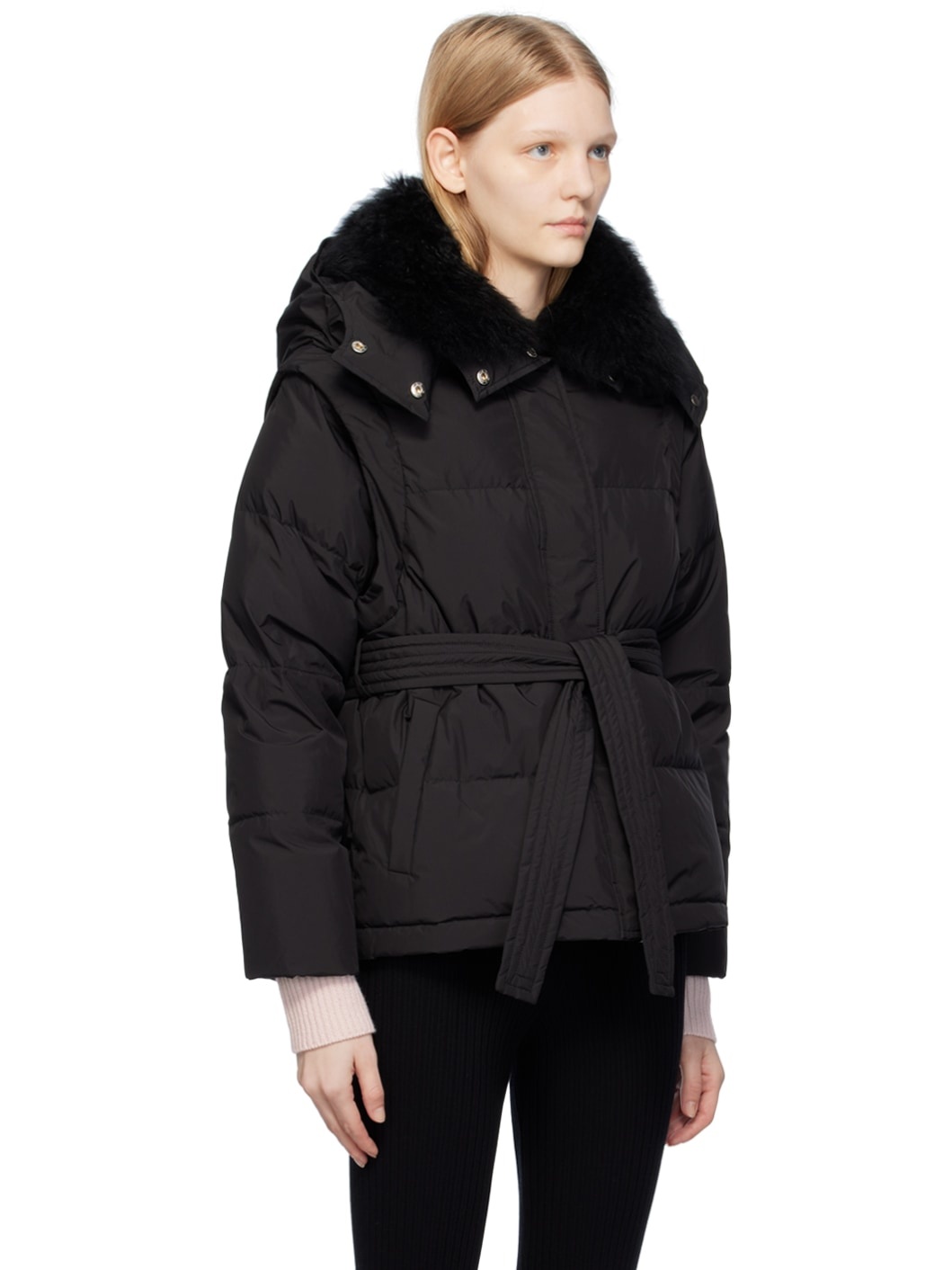 Black Belted Down Jacket - 2