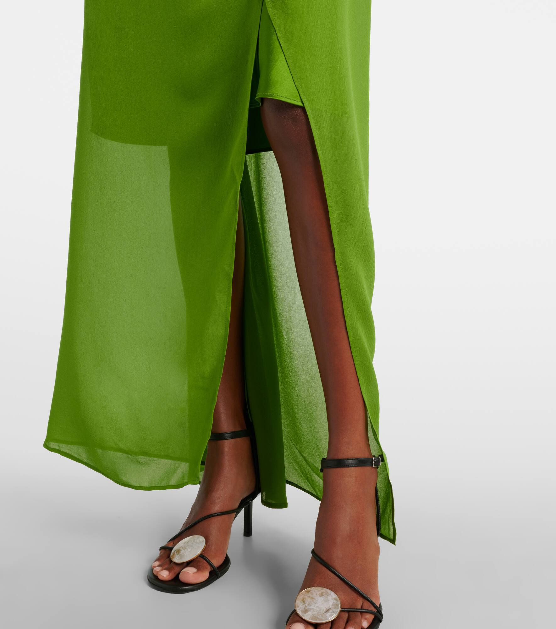 Chain-detail silk georgette wrap skirt - 5