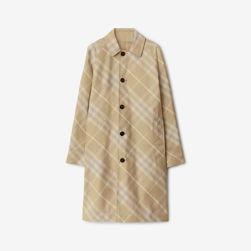 Mid-length Reversible Check Gabardine Car Coat 1