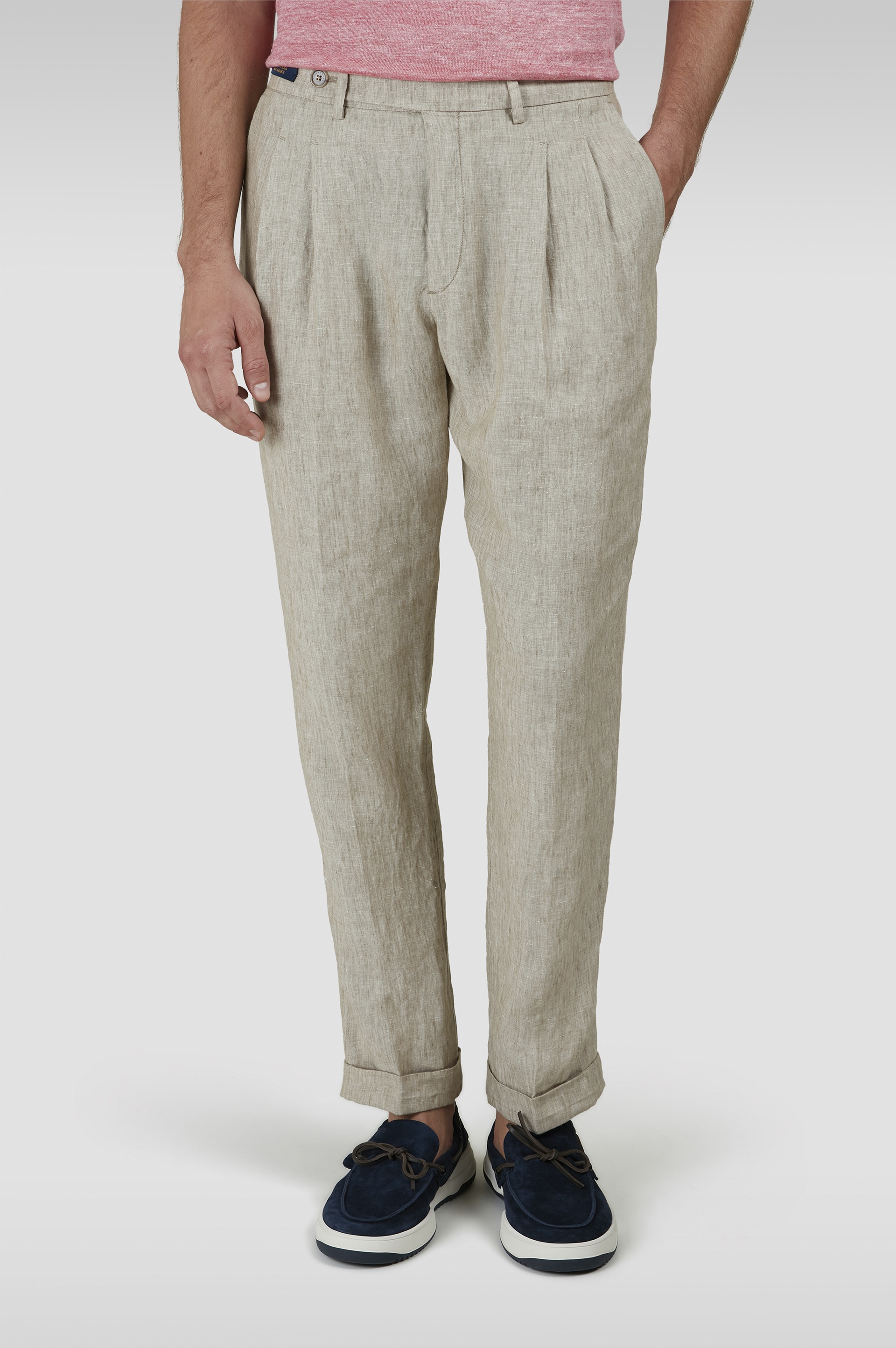 LINEN CHINO PANTS WITH PLEATS - 6