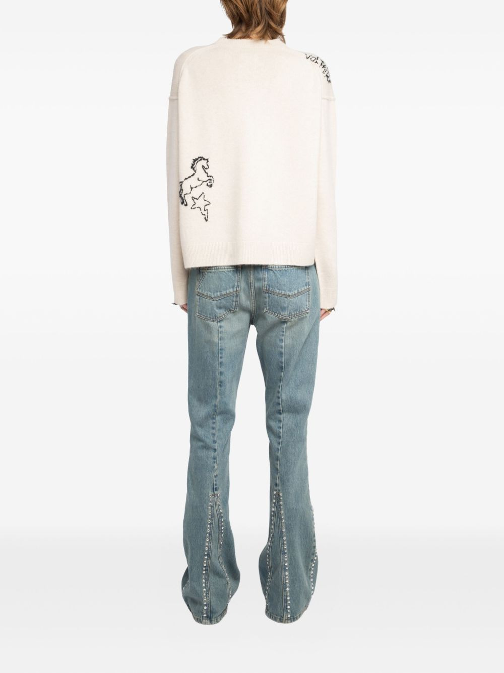 embroidered heart detail sweater - 3
