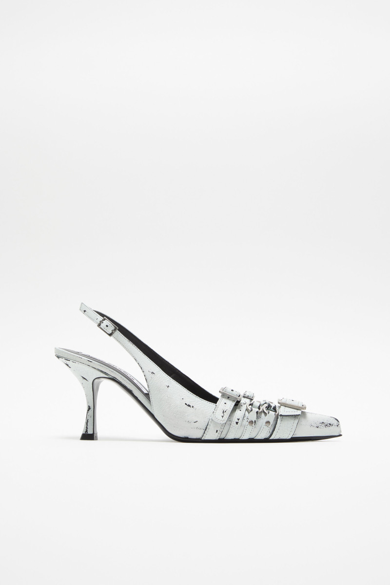 가죽 heel slingbacks - 화이트 / 블랙 - 1