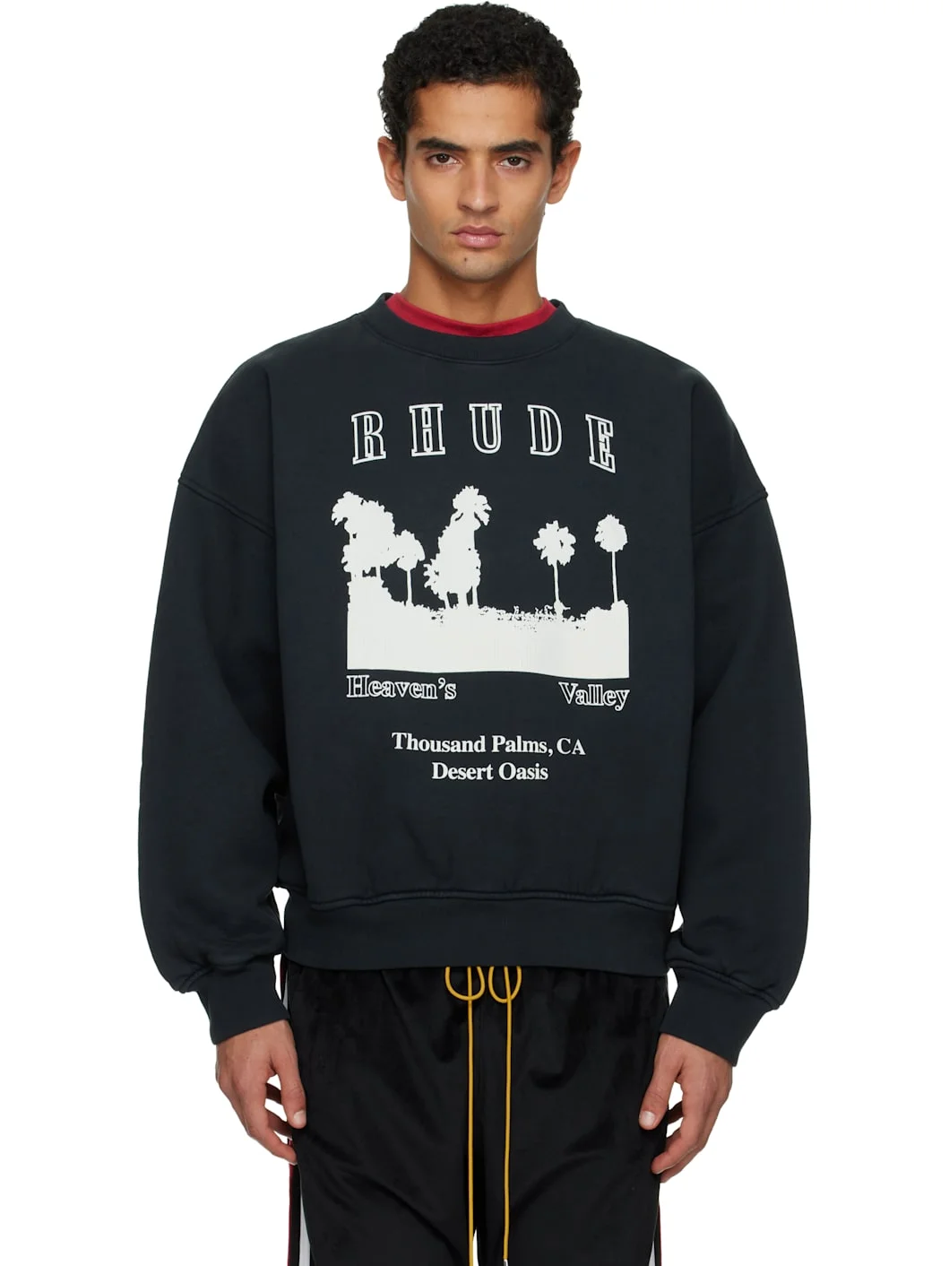 Black 'Thousand Palms' Crewneck Sweatshirt - 1