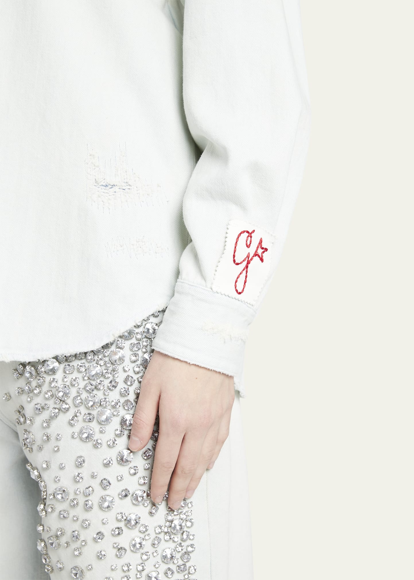 Golden Embellished Boyfriend Shirt - 5