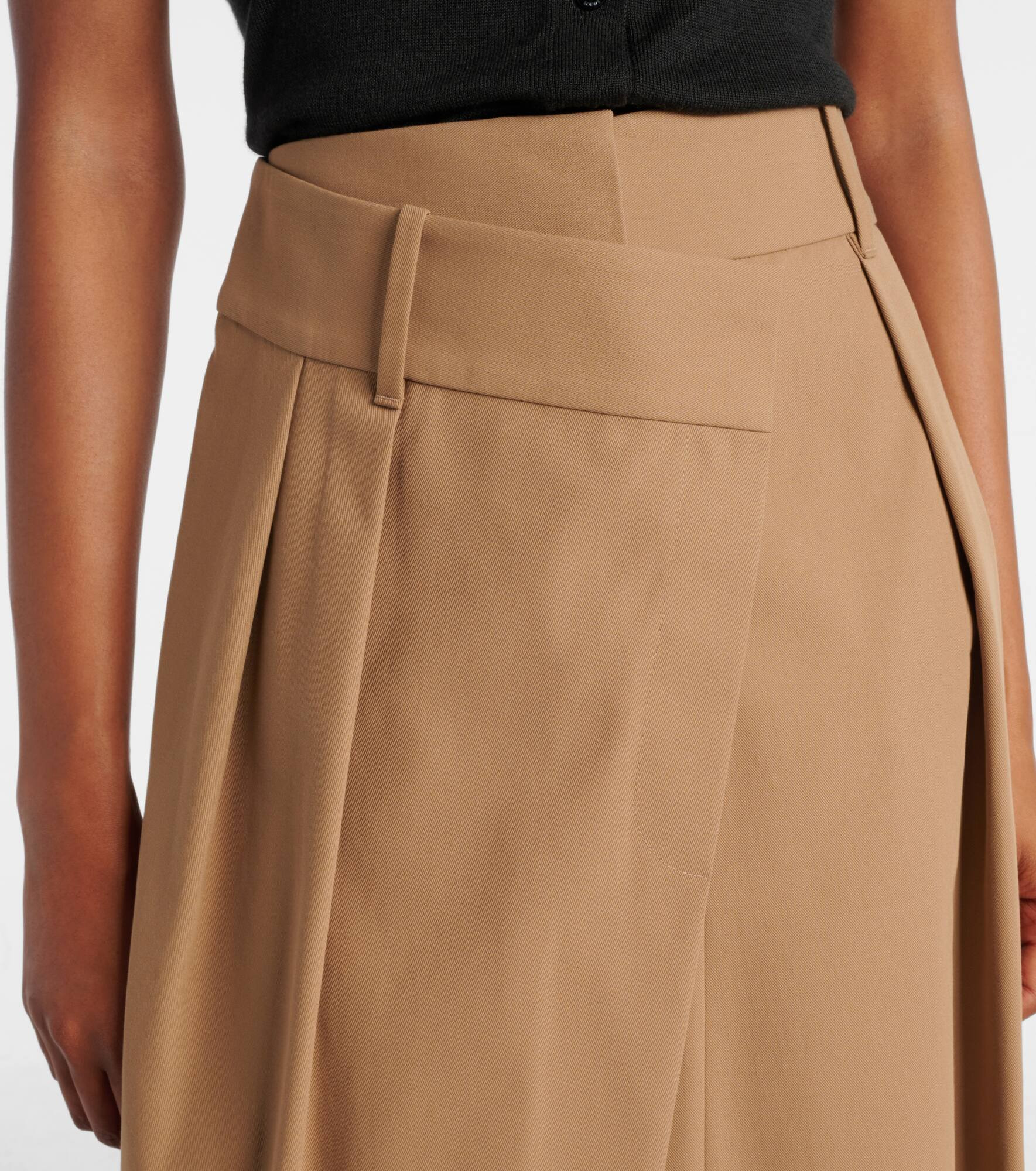 Asymmetric cotton twill midi skirt - 4
