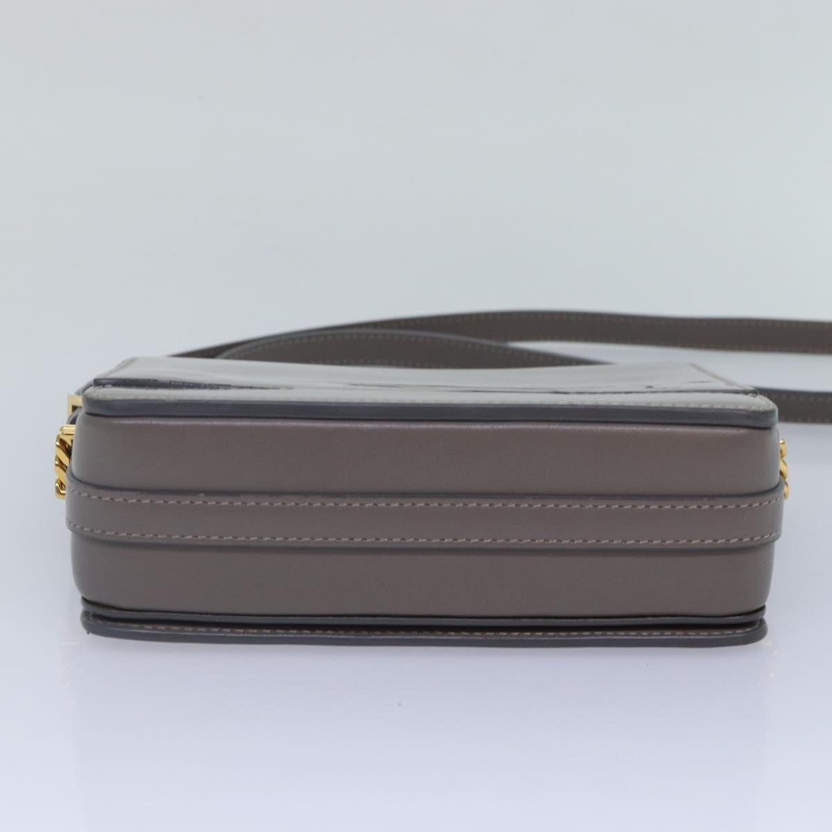 Burberry Shoulder Bag Patent Leather Gray Gold - 9