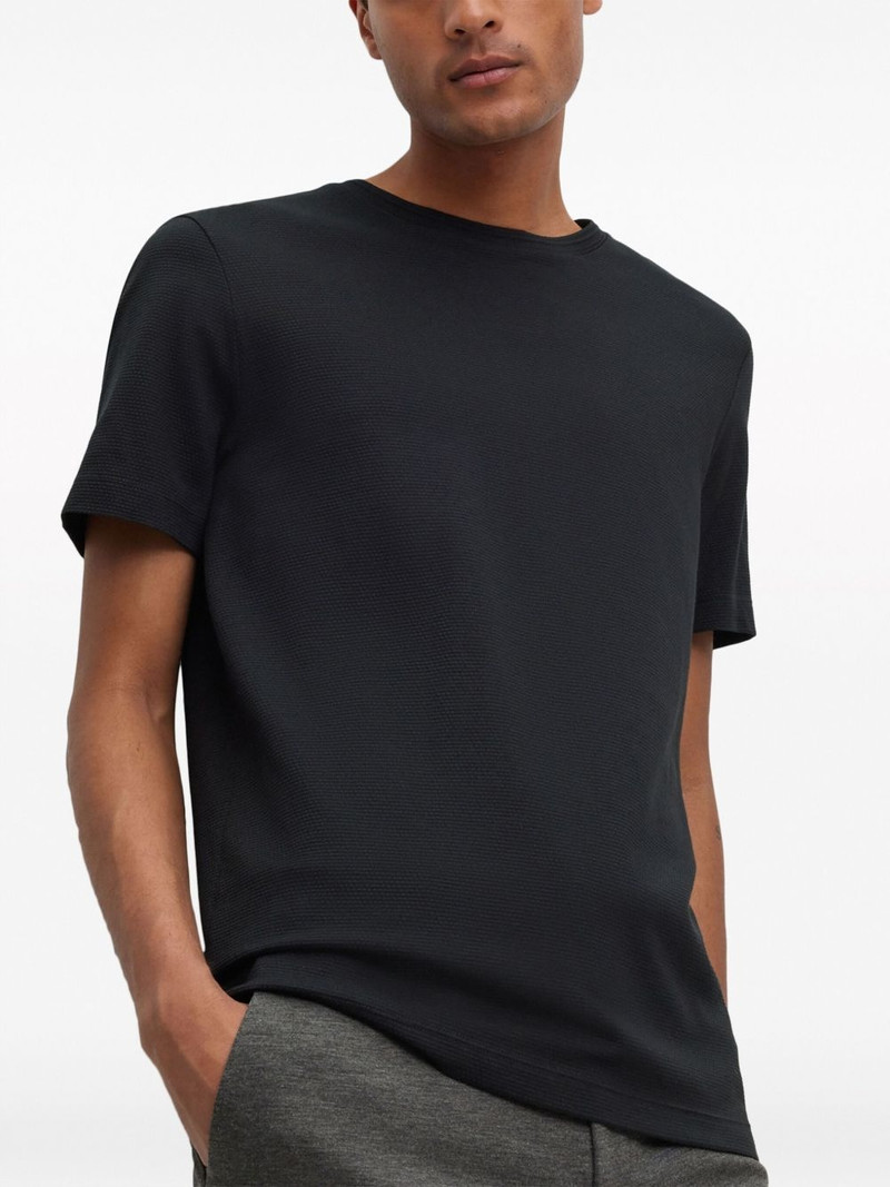 logo-tag bubble-jacquard cotton T-shirt 5