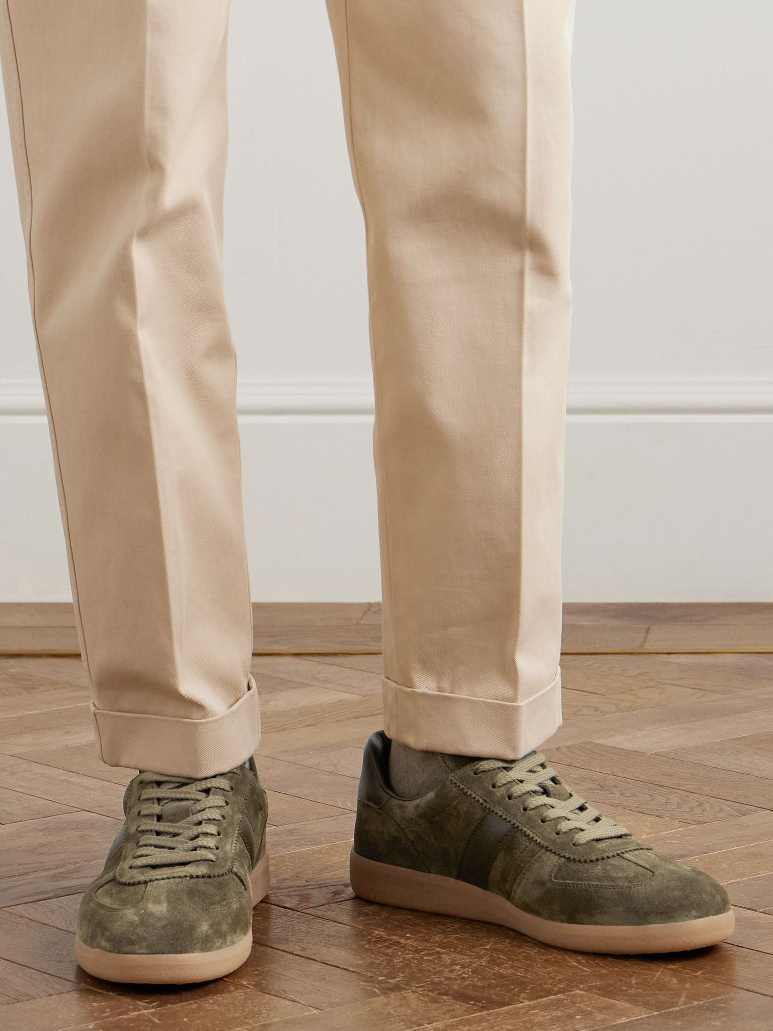 Archer Leather-Trimmed Suede Sneakers Green - 2