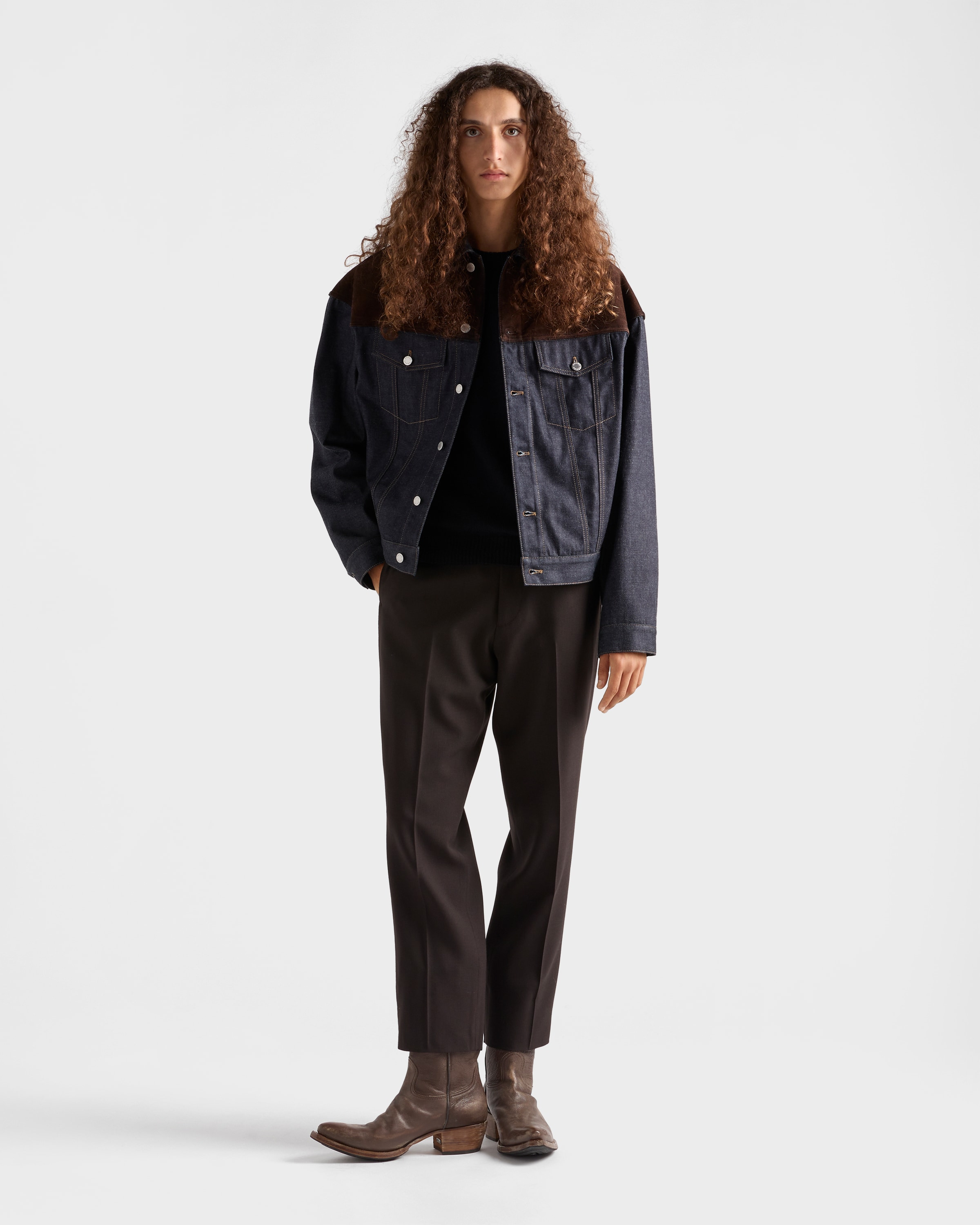 Denim and suede blouson jacket - 2