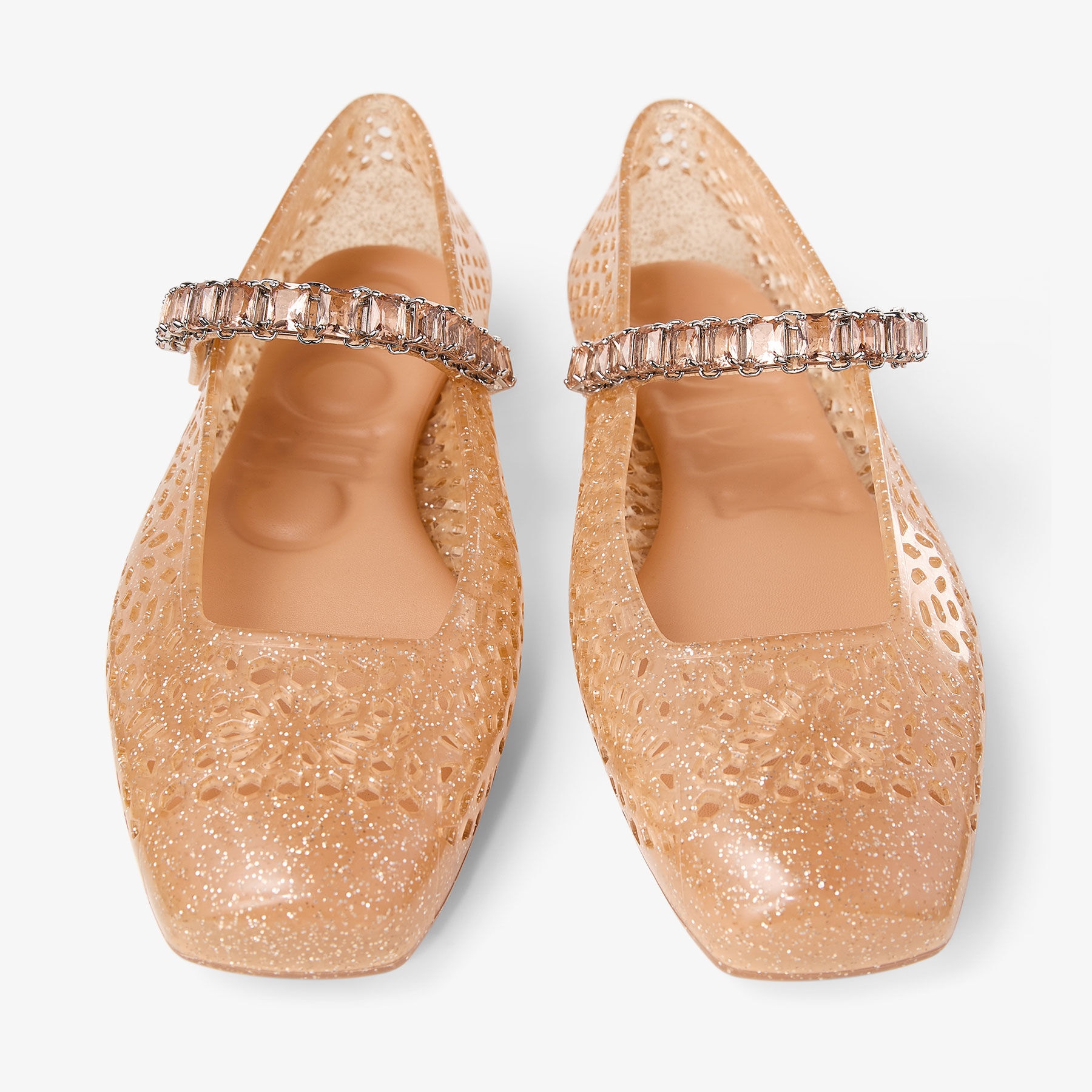 The Jelly
Light Toffee Jelly Ballerina Flats with Crystal Embellishment - 5