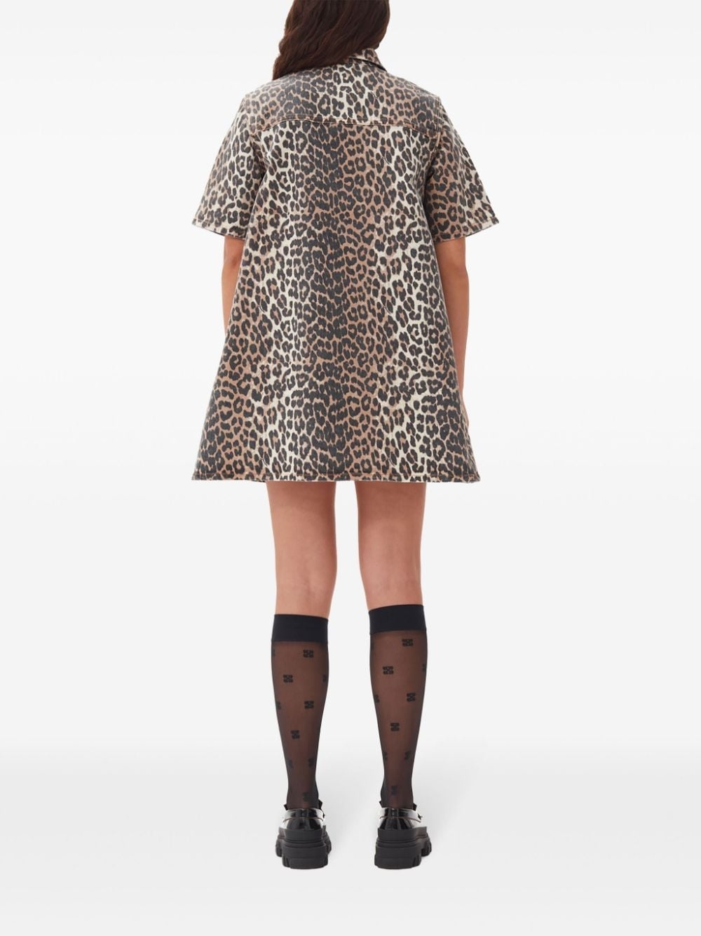 animal-print denim mini skirt - 4