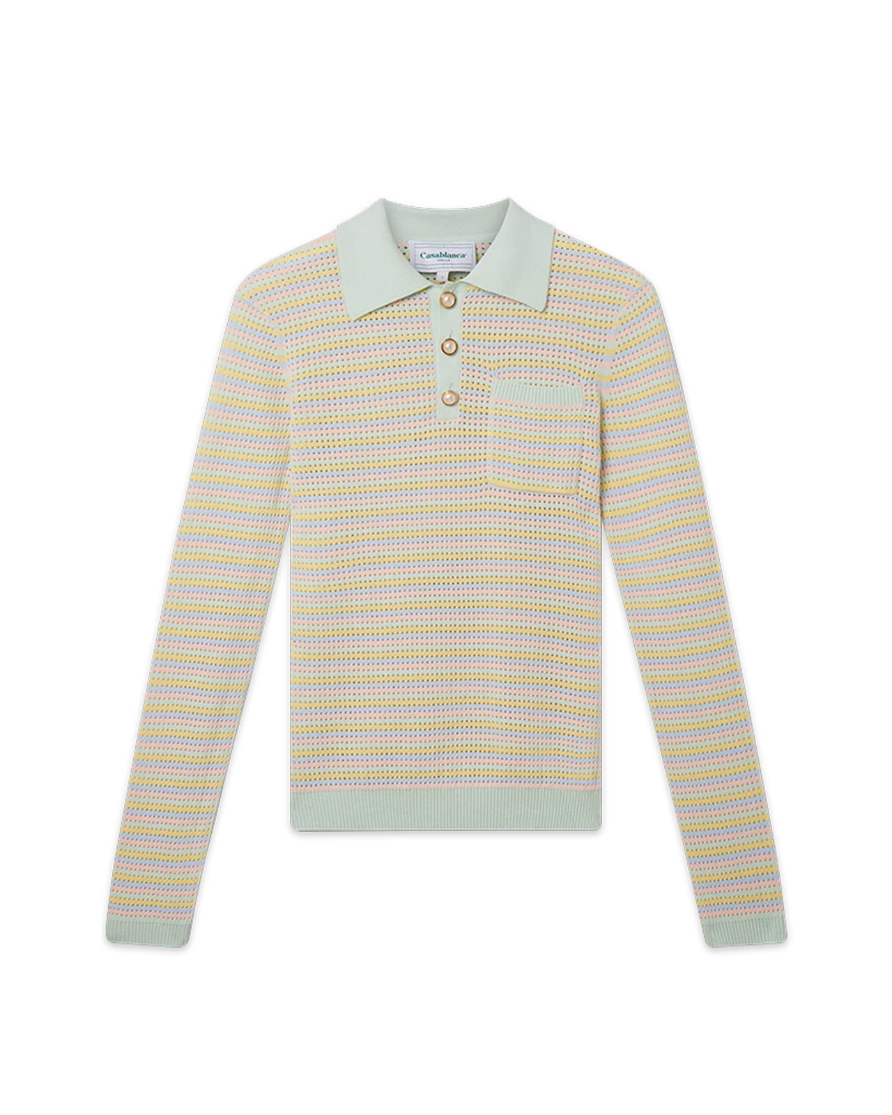 Mint Striped Polo Shirt - 1