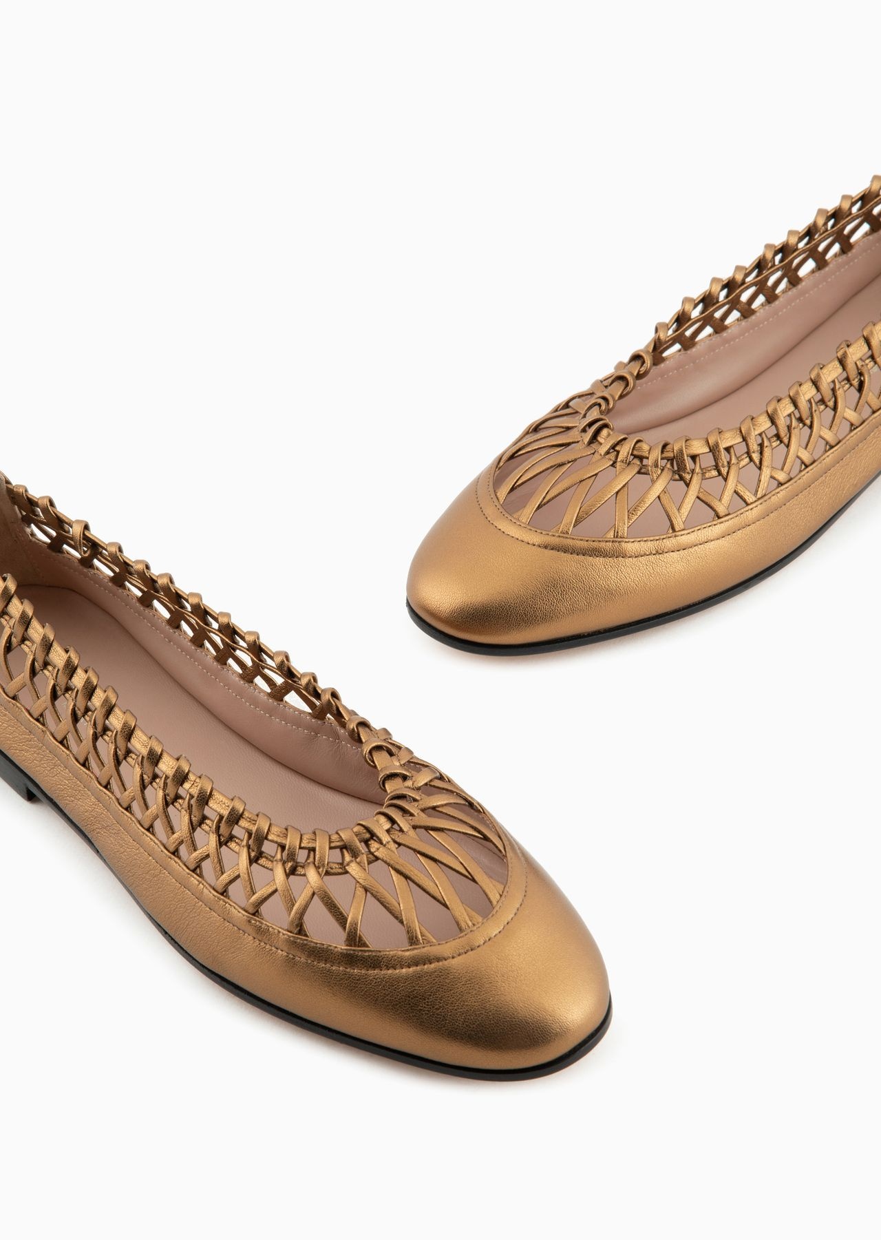 Woven laminated nappa-leather ballerinas - 5