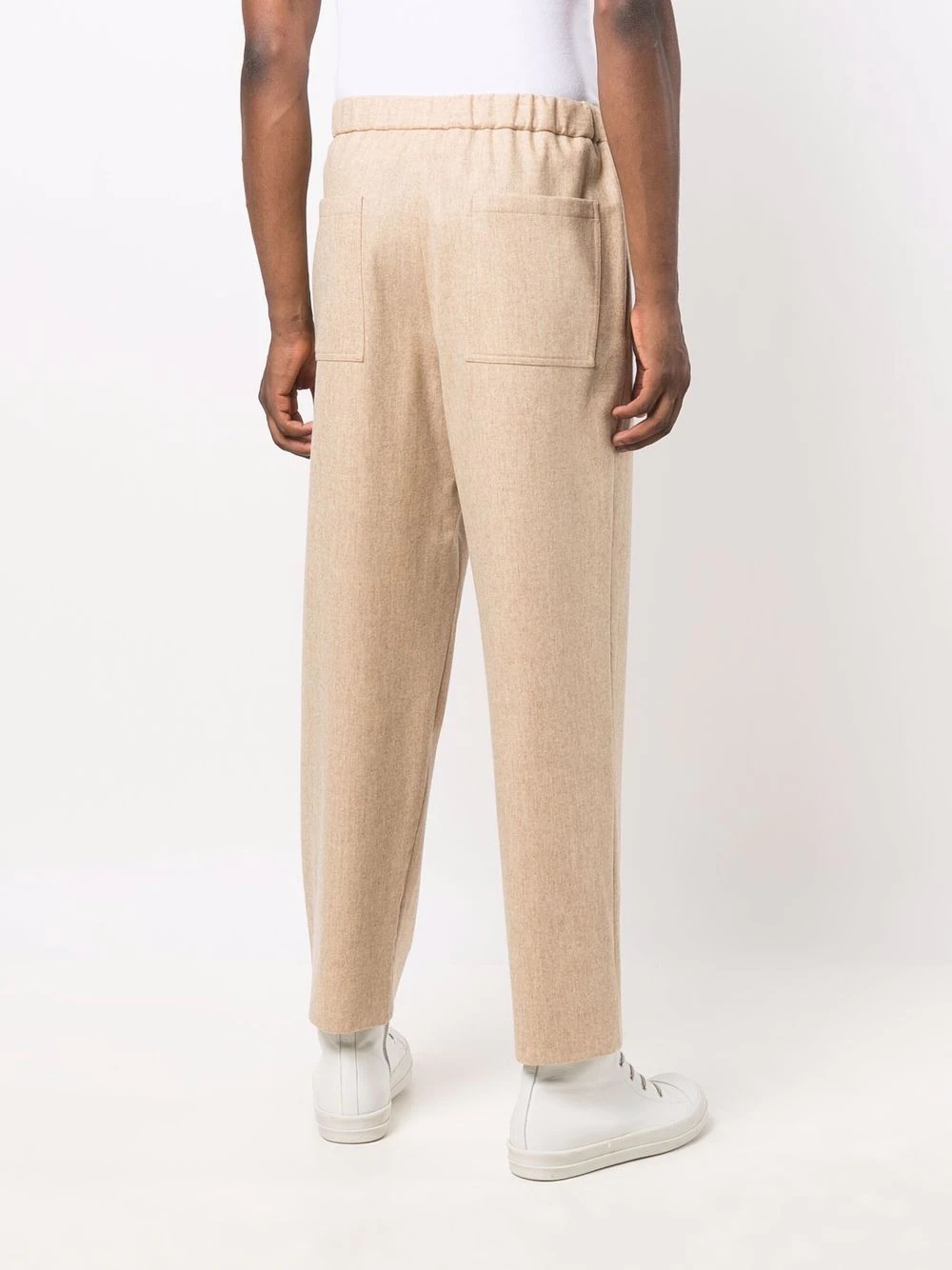 elasticated waist wool-blend trousers - 4