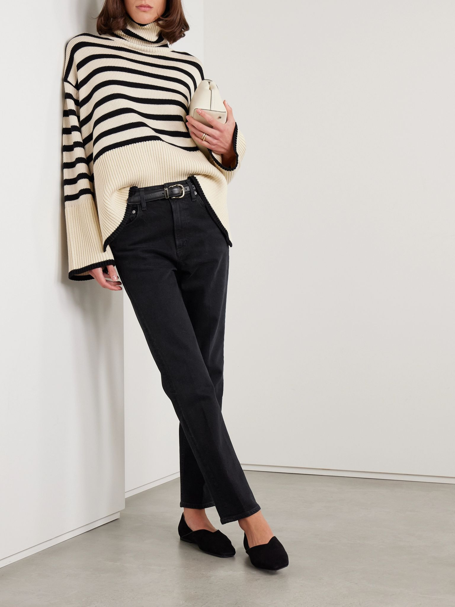 Zurie Ankle cropped high-rise straight-leg organic jeans Black - 2