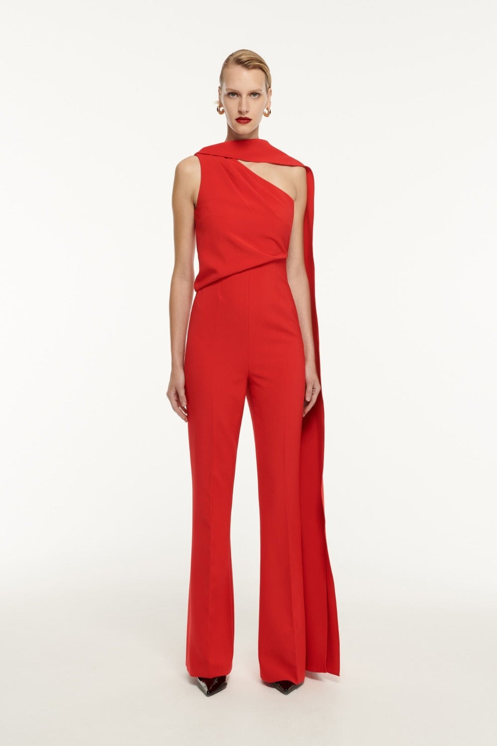 Asymmetric Crepe Jumpsuit - 1