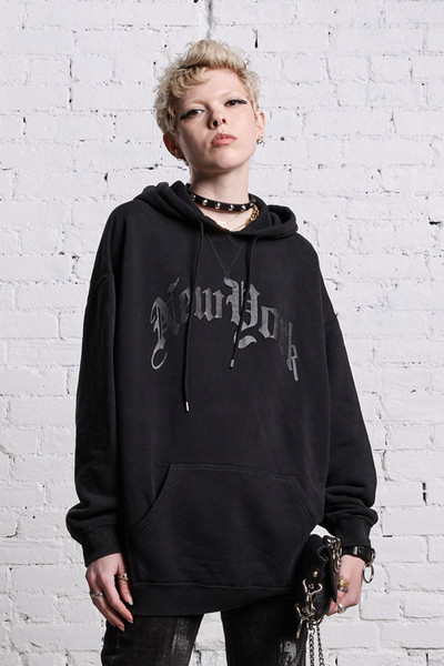 R13 OVERSIZED NEW YORK HOODIE - BLACKOUT outlook