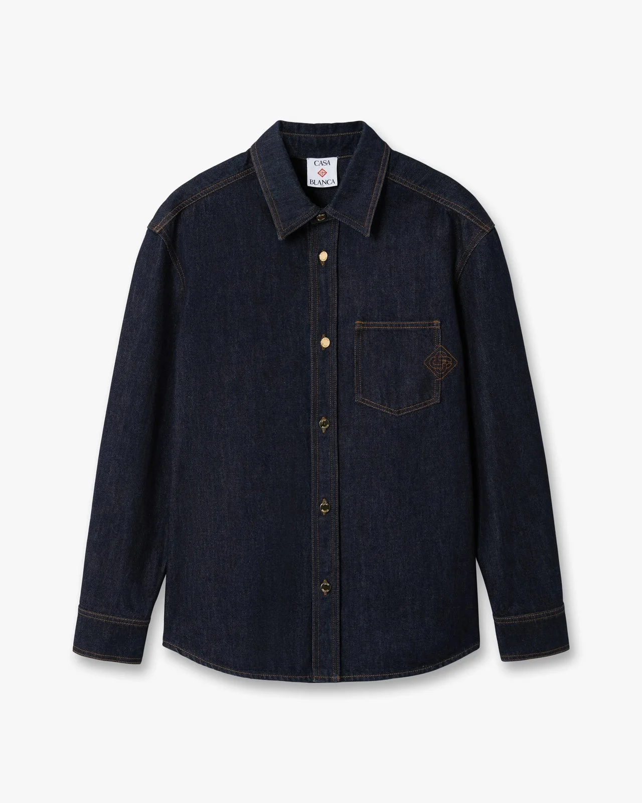 Indigo Raw Denim Long Sleeve Shirt - 1