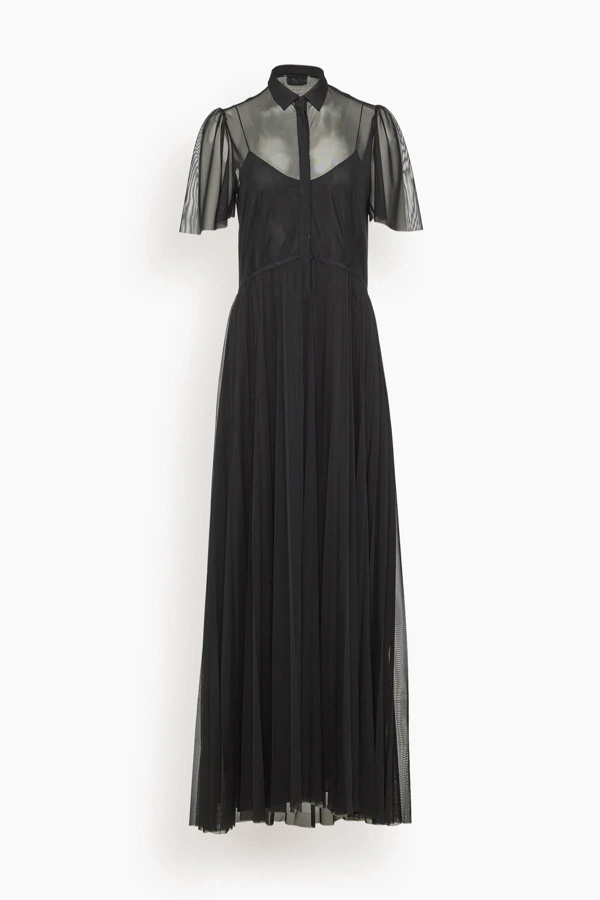 Chic Tulle Plisse Dress in Noir - 1