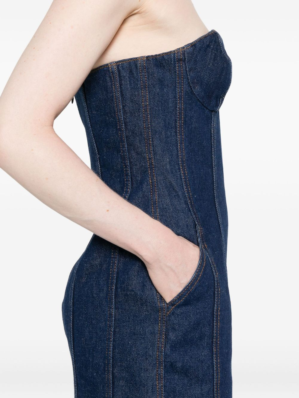 strapless denim midi dress - 5