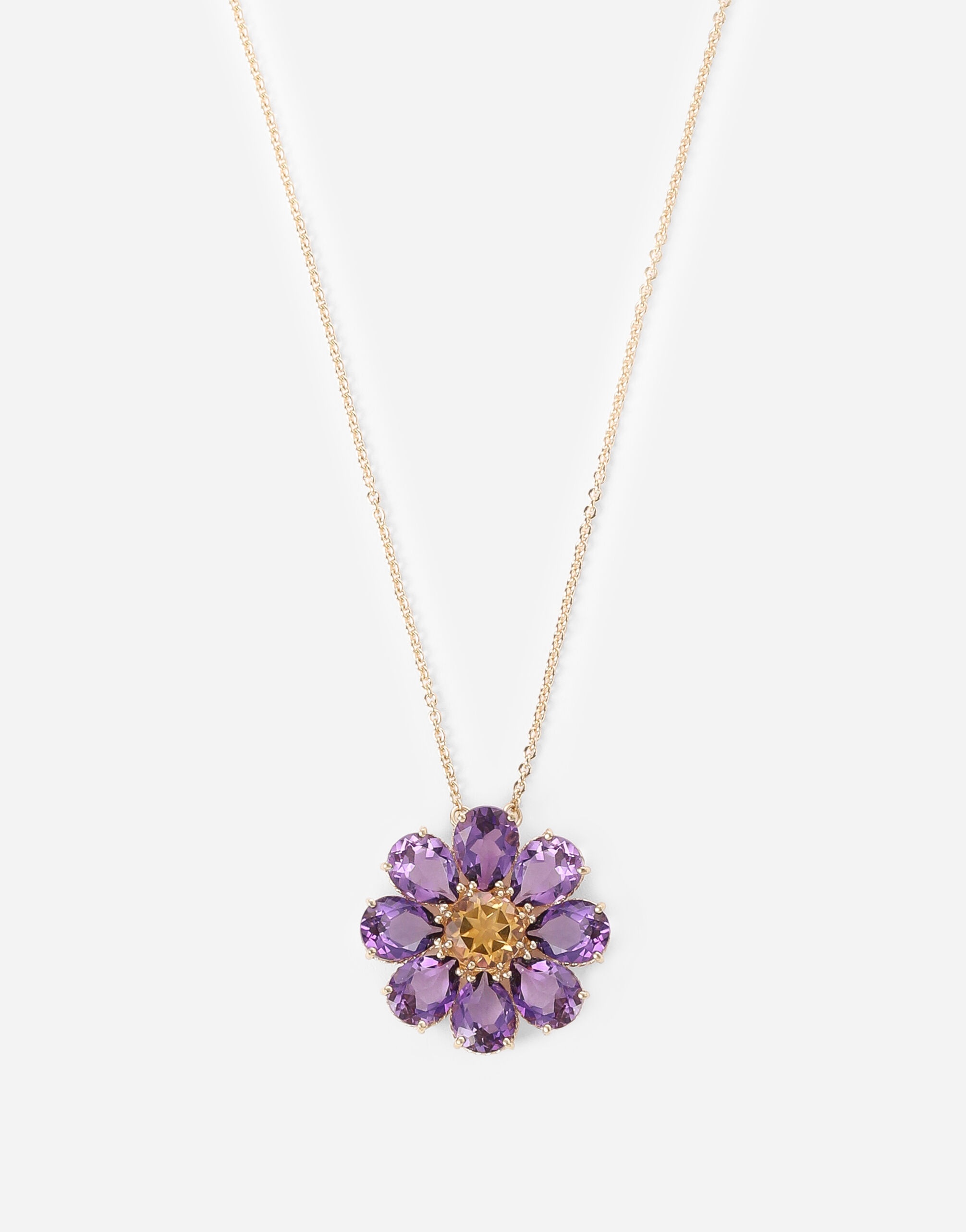 Spring necklace in yellow 18kt gold with amethyst floral motif - 2