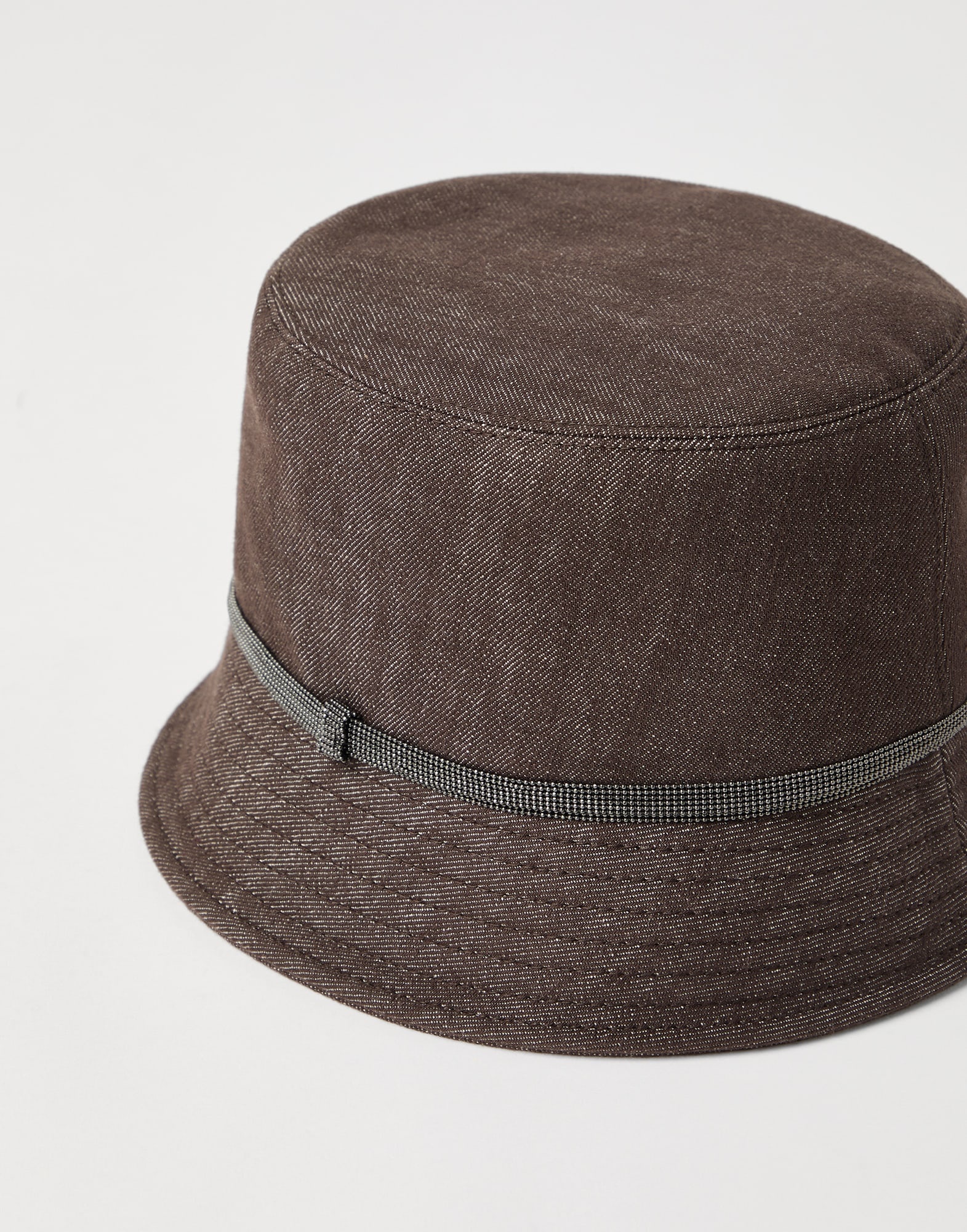 Cotton denim-effect twill bucket hat with shiny band - 2
