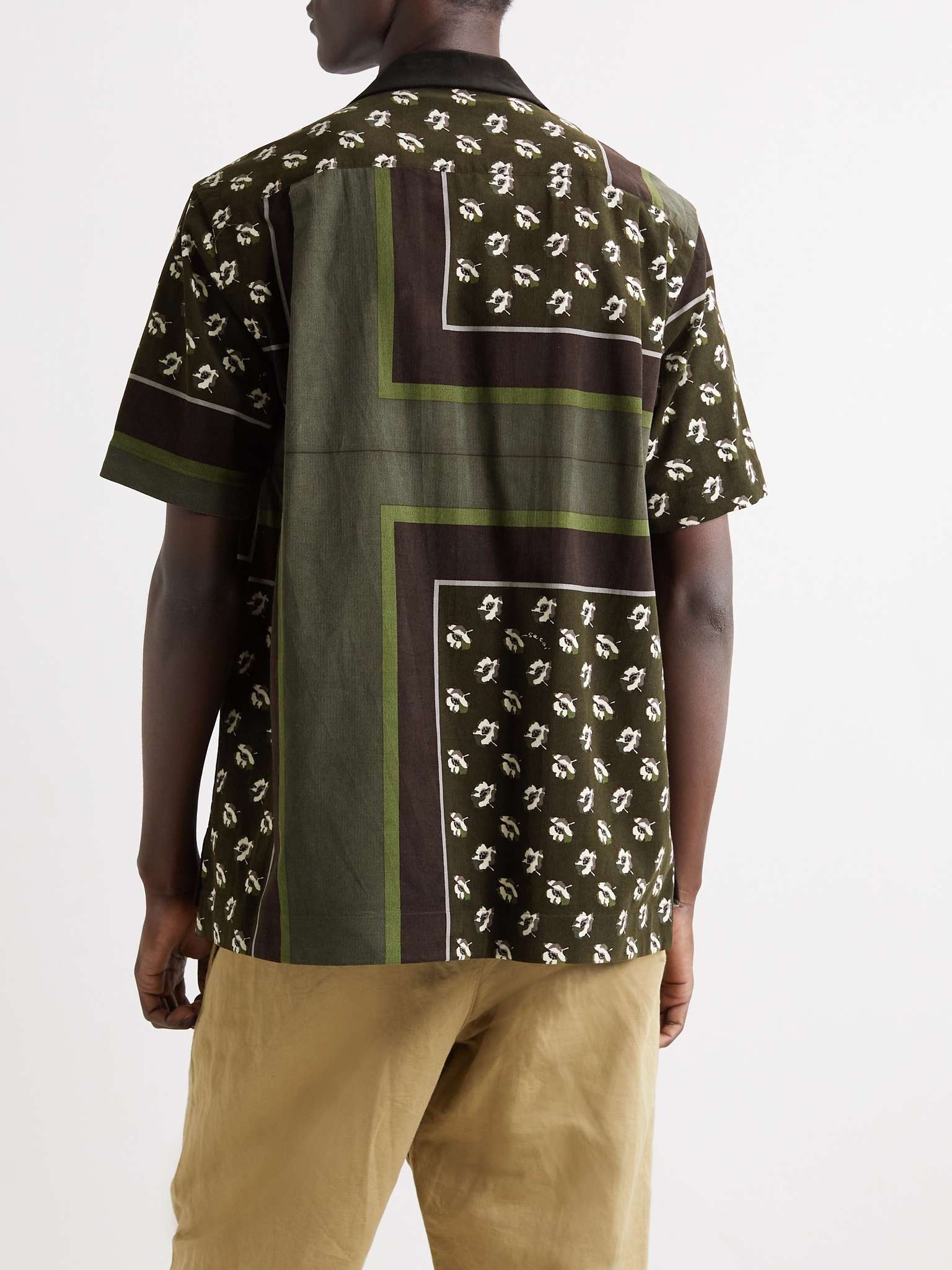 Camp-Collar Velvet-Trimmed Printed Cotton-Corduroy Shirt - 4