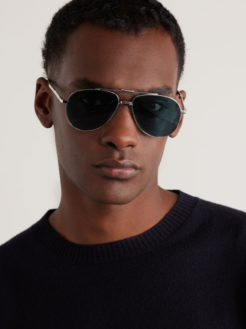 Dior Dior90 A1U Aviator-Style Silver-Tone Sunglasses Silver outlook
