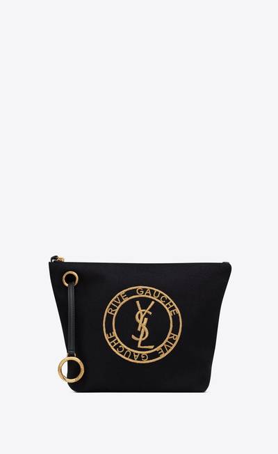 SAINT LAURENT rive gauche embroidered pouch in felt outlook