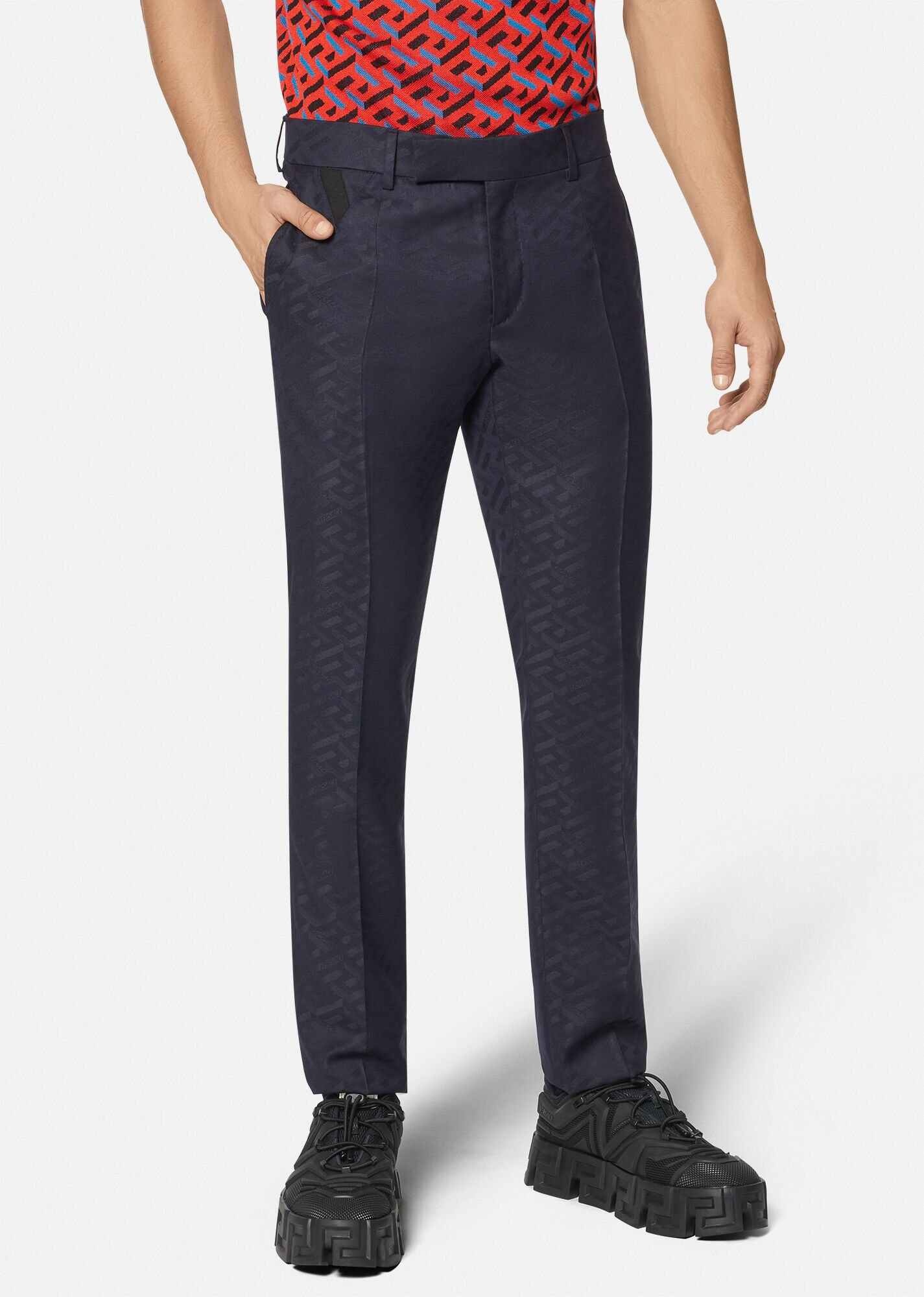 La Greca Wool Jacquard Pants - 3