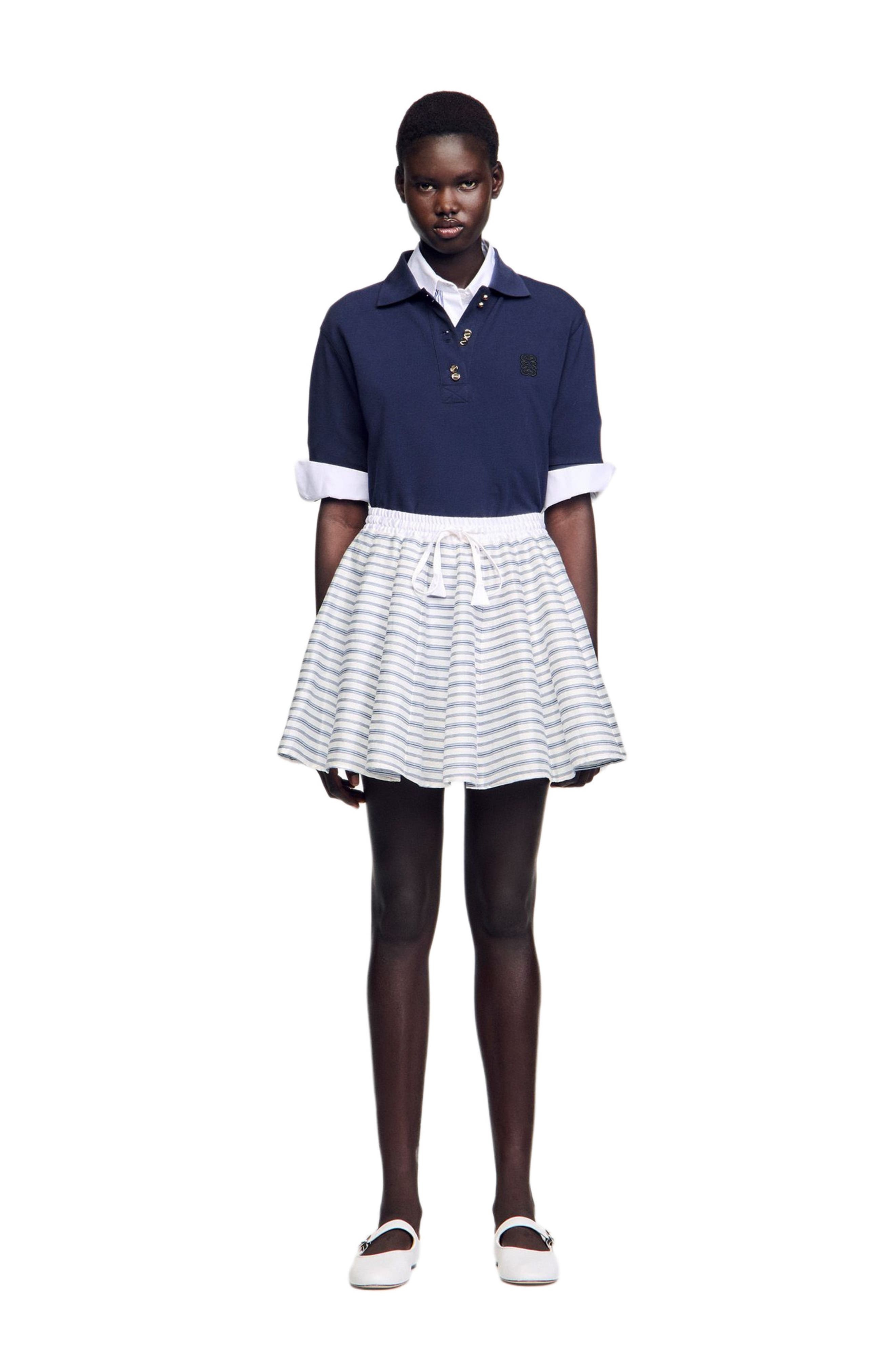 SANDRO Spiral print skater skirt in Blu /White at Nordstrom - 1