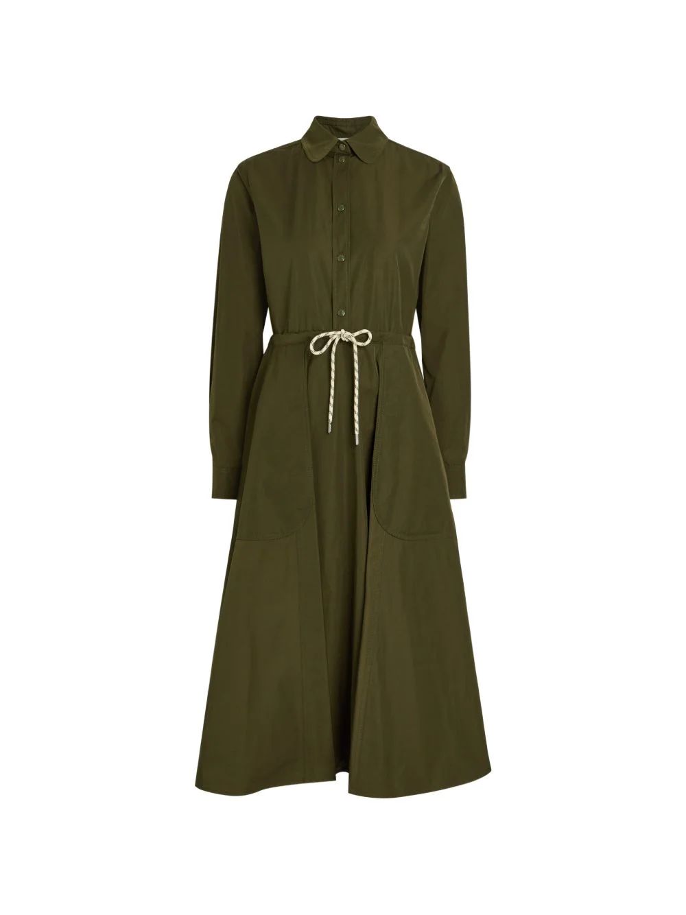 drawstring collared midi dress - 1