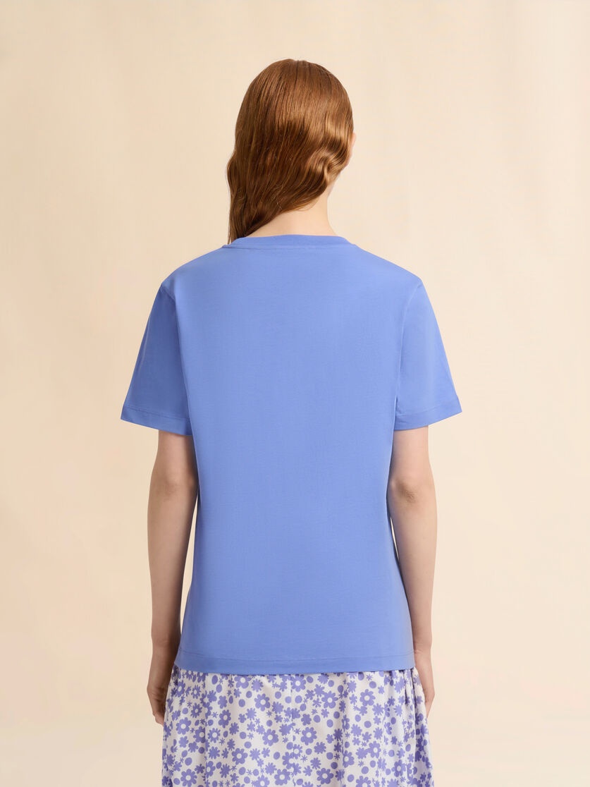 LIGHT BLUE JERSEY T-SHIRT WITH MARNI SCRIBBLED LOGO - 3