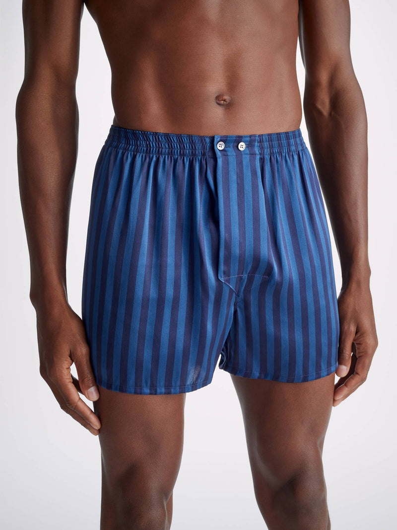 Men's Classic Fit Boxers Brindisi 92 Silk Satin Navy - 5