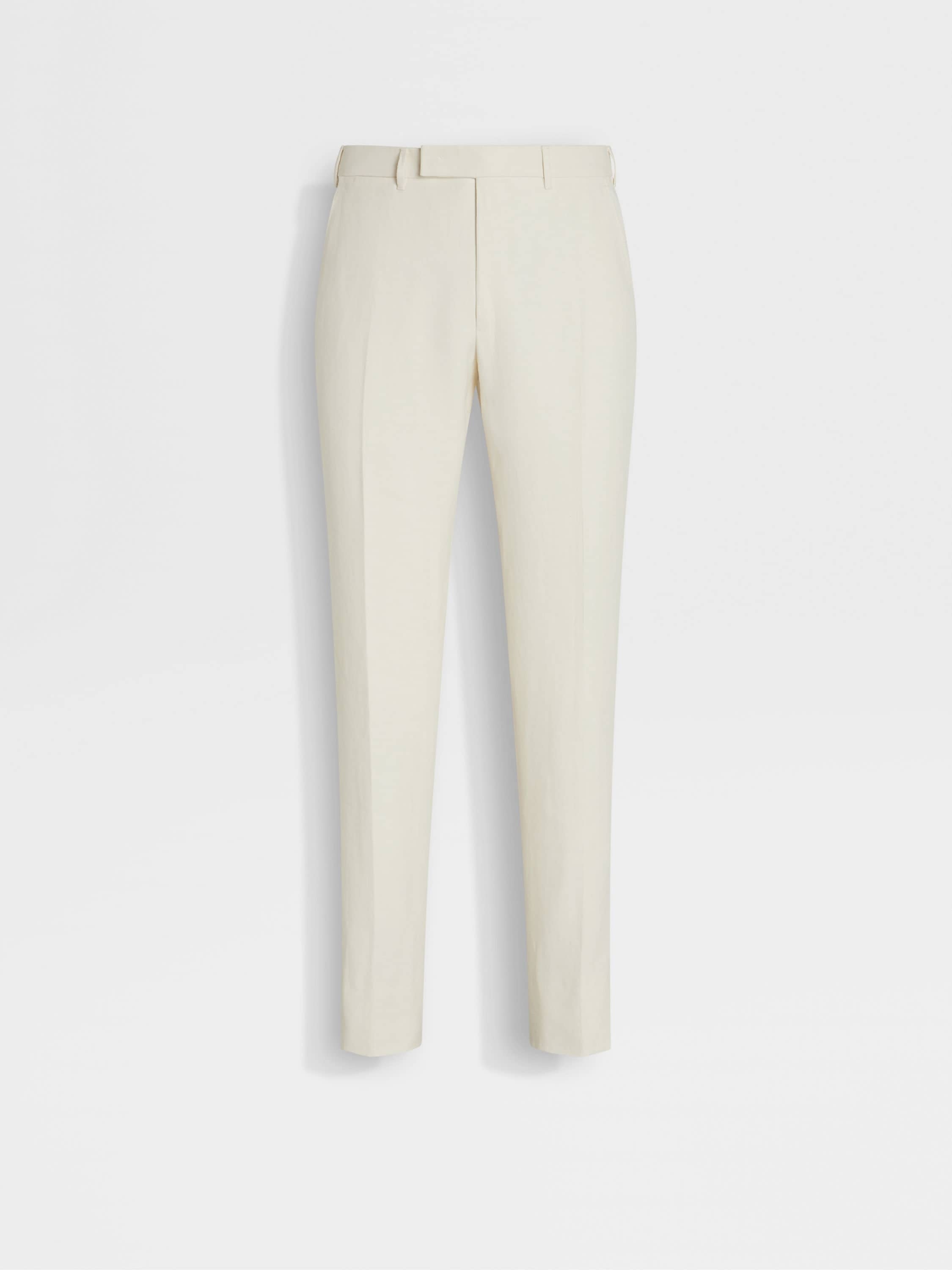 WHITE OASI LINO BLUE FLOWER PANTS - 2
