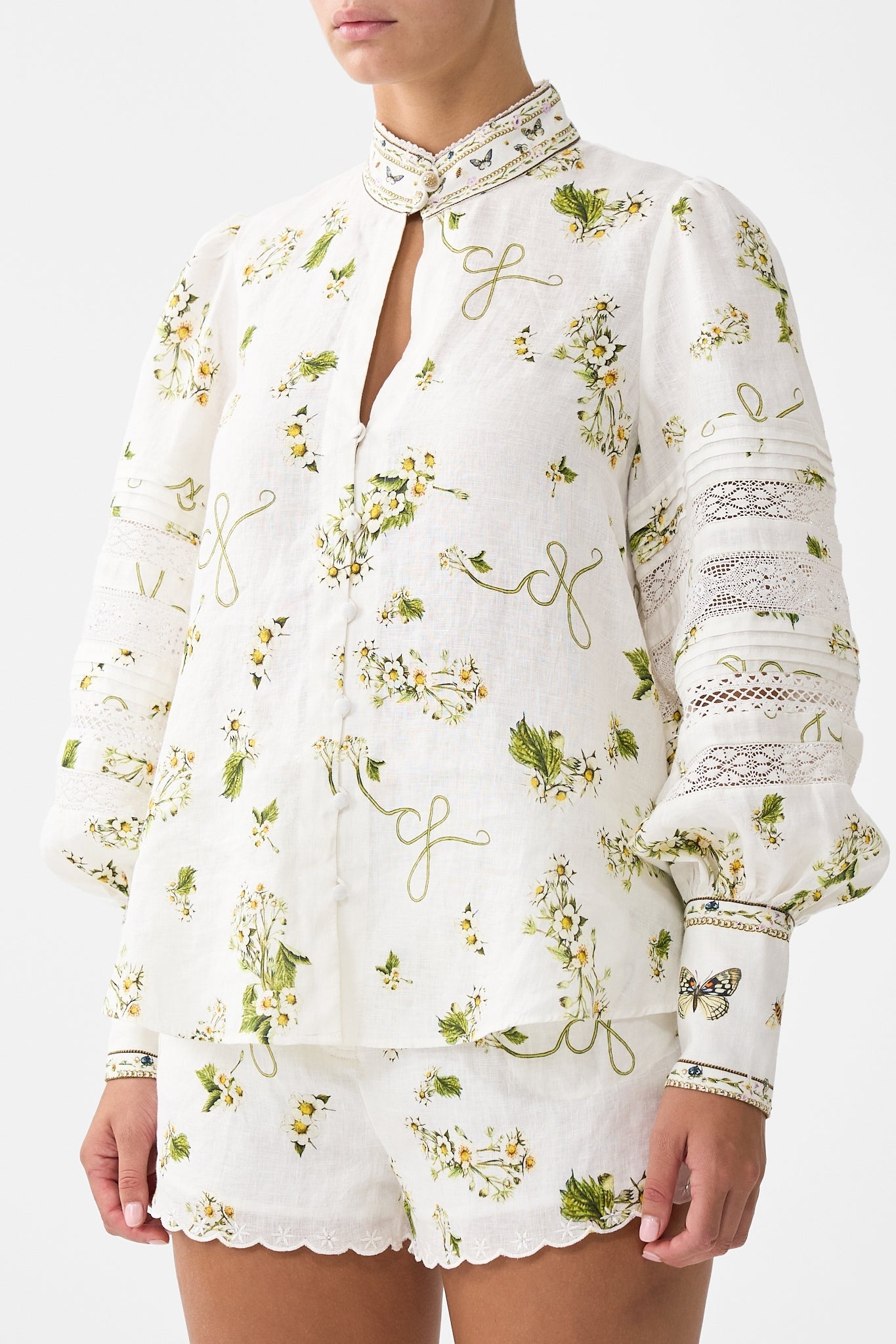 BUTTONED COLLAR BLOUSE WITH BLOUSON SLEEVE - 5