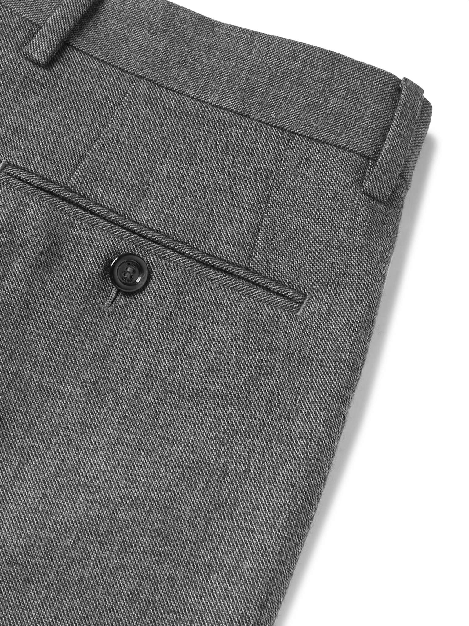 Dark-Grey Wide-Leg Wool-Sharkskin Suit Trousers - 6