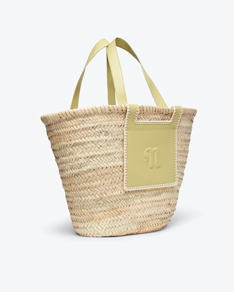Nanushka THE BEACH BAG - Raffia tote - Natural/lime/creme outlook
