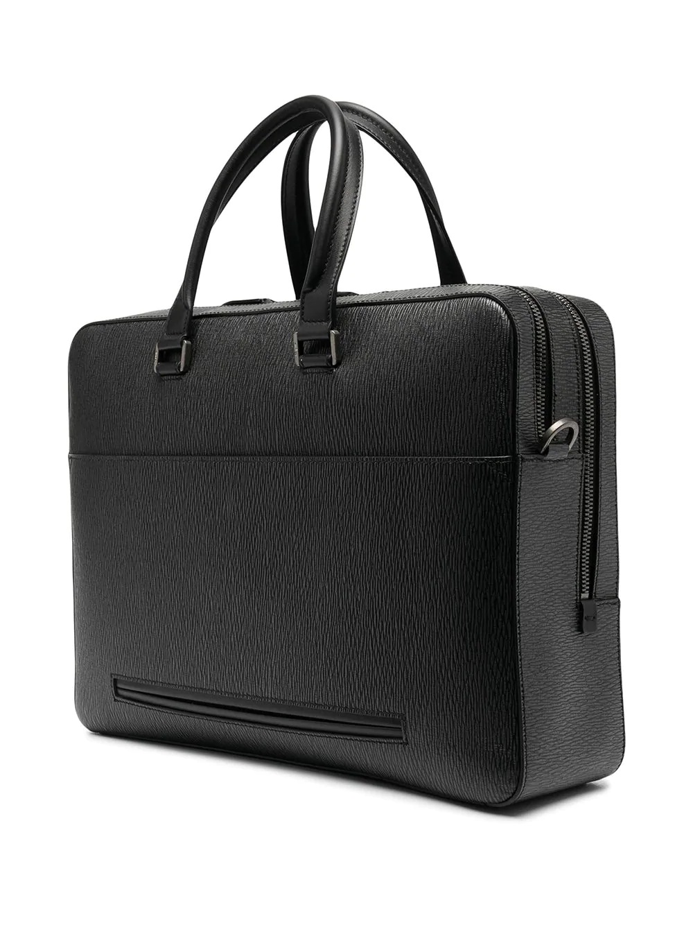 zipped textured briefcase - 3