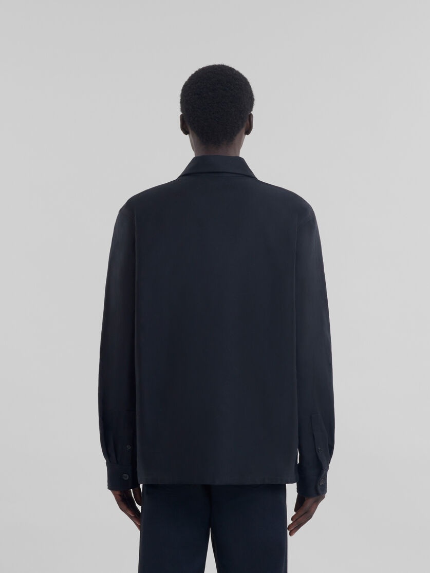 BLACK ORGANIC COTTON SATIN SHIRT - 3