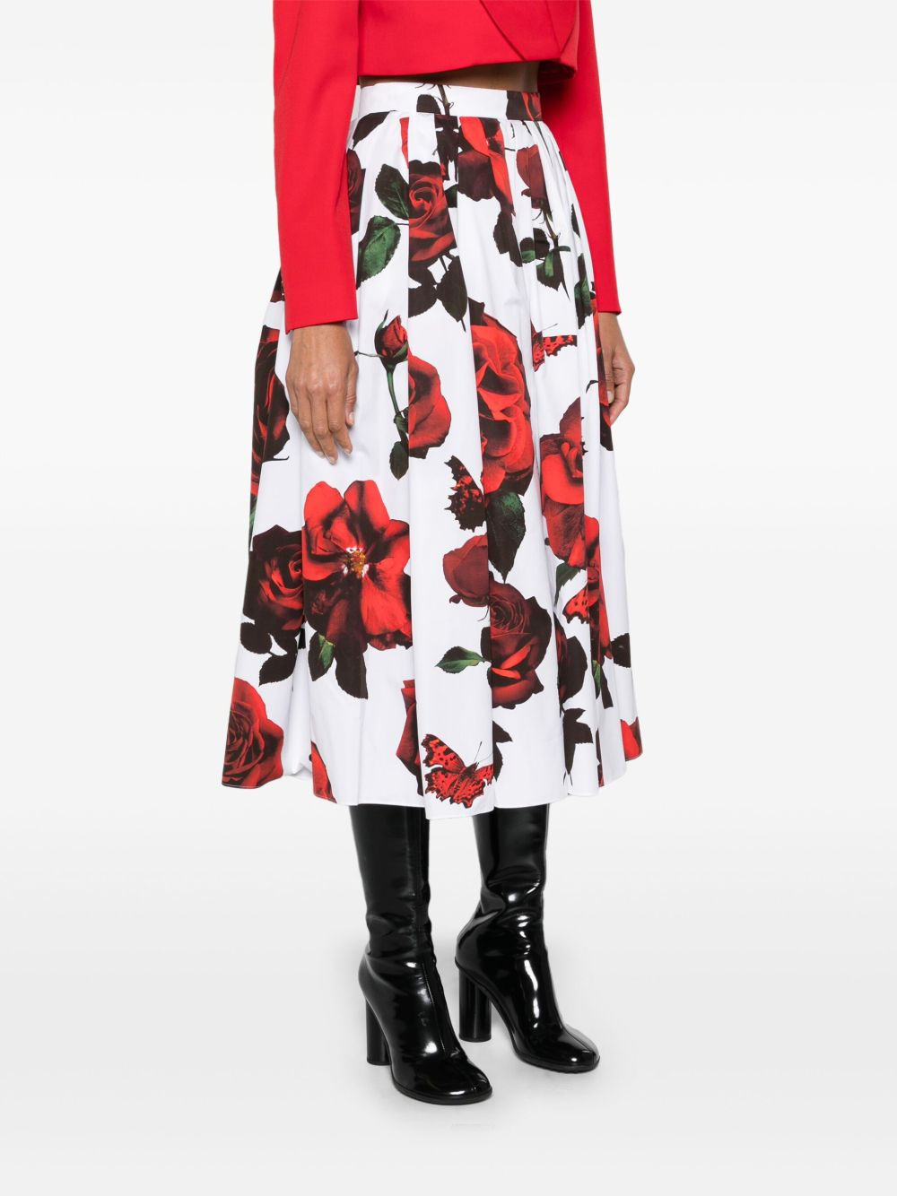 Tudor Rose-print cotton skirt - 3