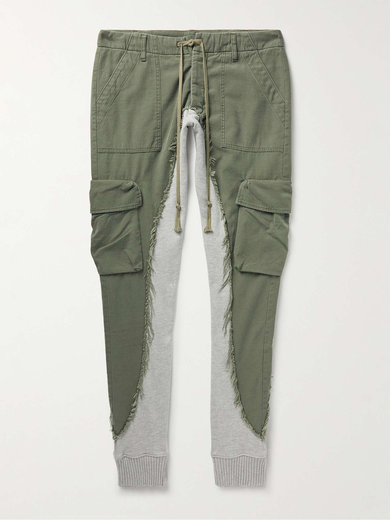 Baker 50/50 Tapered Jersey-Trimmed Frayed Cotton Sweatpants 1
