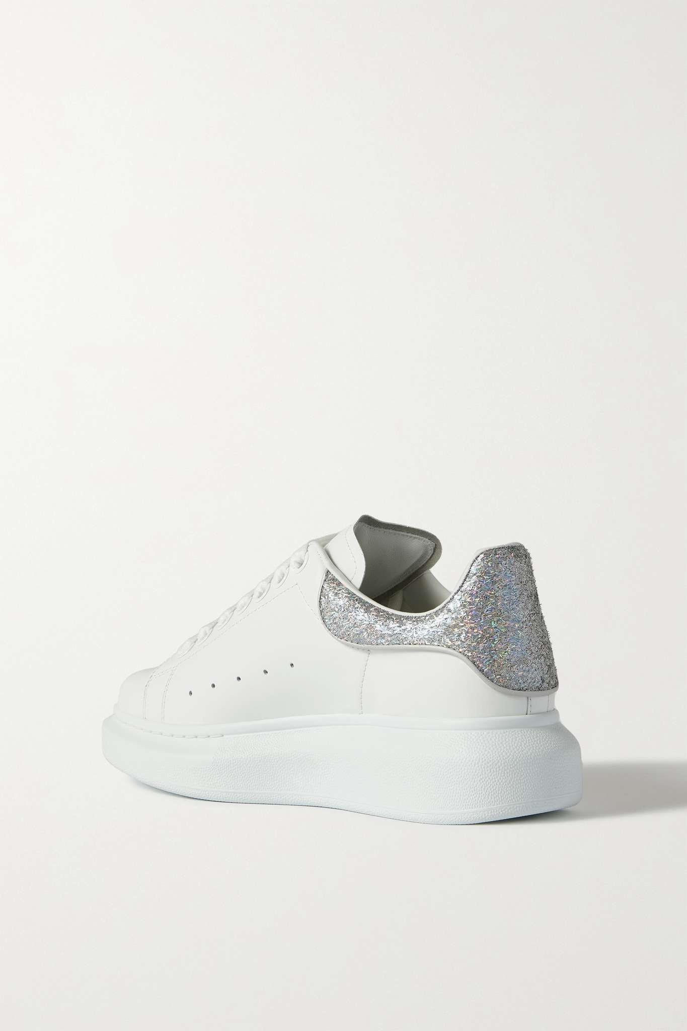 Glittered leather exaggerated-sole sneakers