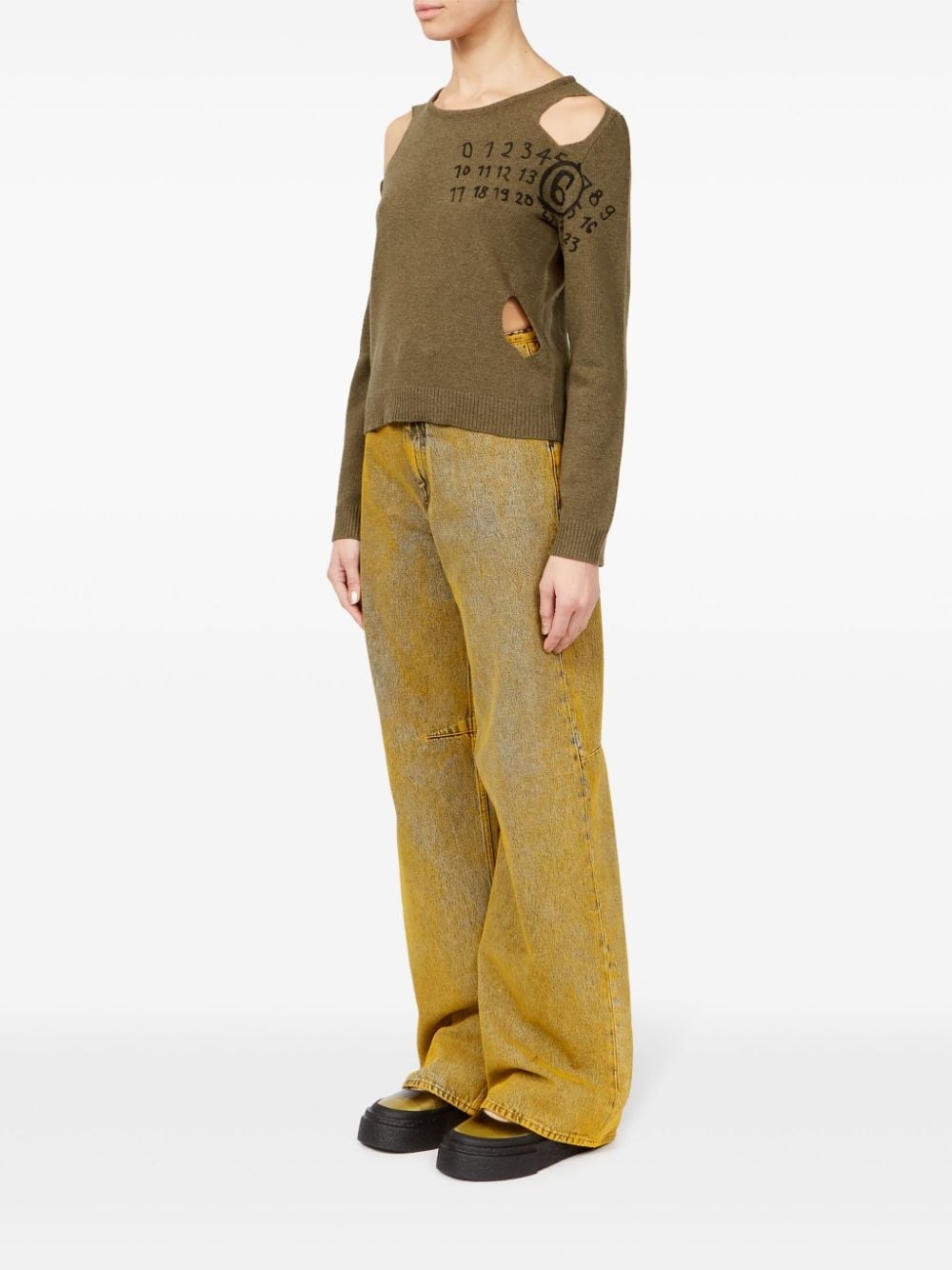 number-print cut-out jumper - 6