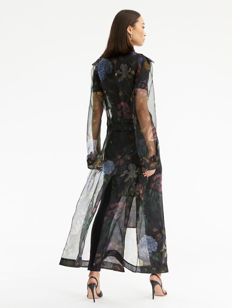 Oscar de la Renta MULTI FLORAL GOSSAMER TRENCH COAT outlook