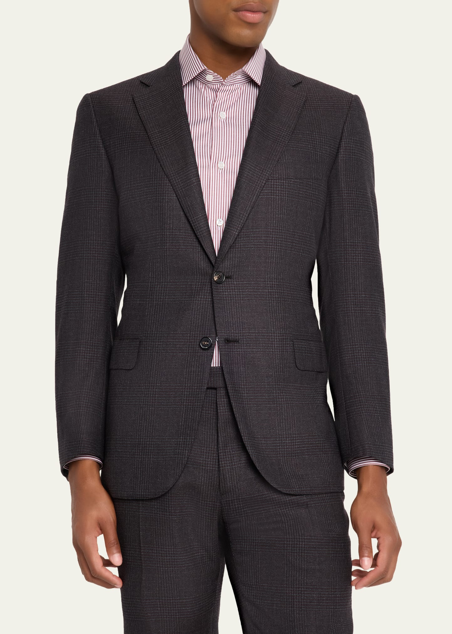 Men's Prince of Wales Wool Classic Fit Two-Piece Suit - 4